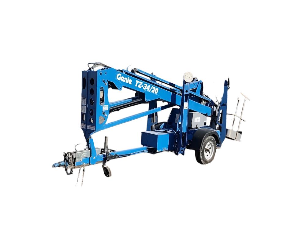 Boom Lift Trailer Mounted Genie TZ-34 Height 34' Capacity 500 Lbs Horizontal Reach. 18'