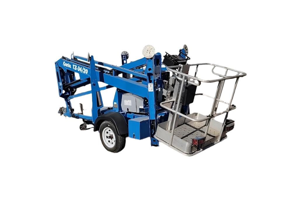 Boom Lift Trailer Mounted Genie TZ-34 Height 34' Capacity 500 Lbs Horizontal Reach. 18'